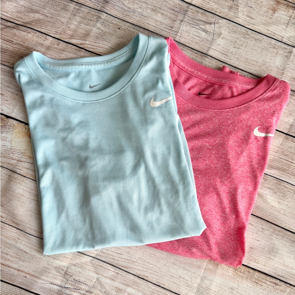 Nike Women’s Dri-Fit T-Shirt Bundle — Size Medium — Set of 2 Pink Blue